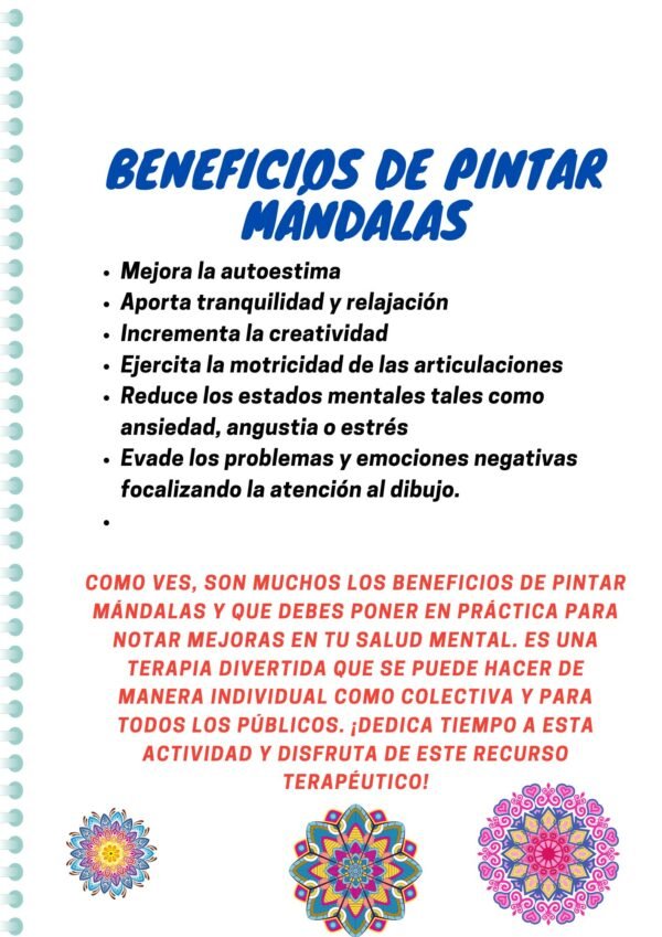 E-book 101 Mándalas para colorear adultos y adolescentes como terapia para reducir el estrés