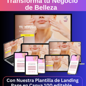 Transforma tu Negocio de Belleza con Nuestra Plantilla de Landing Page en Canva! 100% editable.