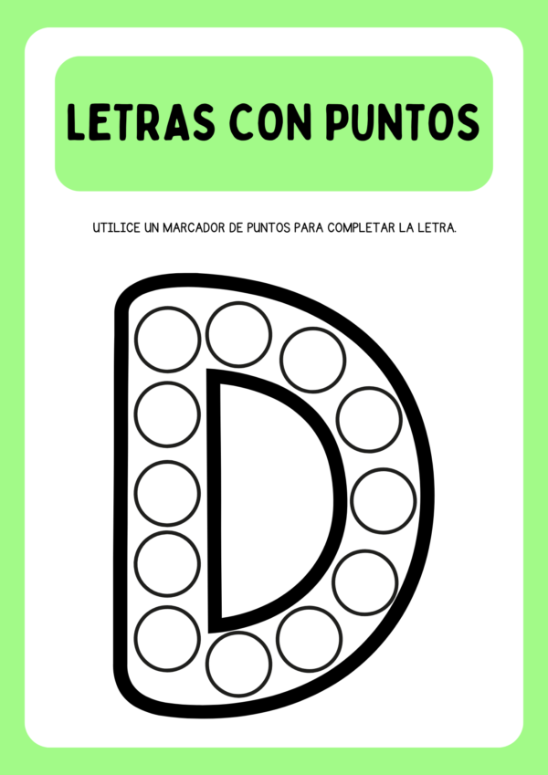 Cuadernillo de hojas de trabajo del alfabeto en letra mayúscula con puntos
